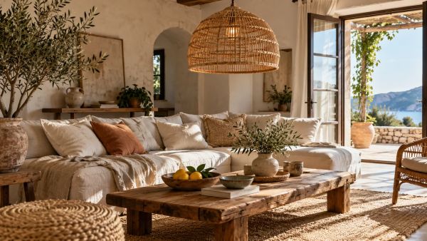 10 conseils pour bien choisir un lustre en rotin au-dessus du canapé